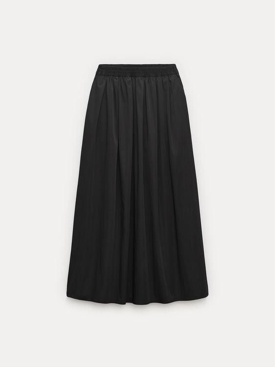 Zara Black Maxi Pleated Skirt With Pockets - Flowing Silhouette